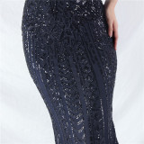 Strap V-Neck Feather Formal Party Evening Dress