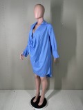 Women's nightclub low cut deep v sexy solid color dress