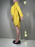 Women's nightclub low cut deep v sexy solid color dress