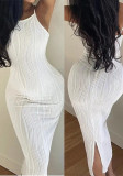 Spring Women's Knitting Texture Sleeveless Strap Bodycon Dress