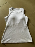 Summer Round Neck Solid Color Vest Feminine Basic Outdoor Wear Tops With Pad