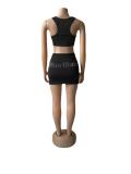 Women beaded Tank Top and Mini Skirt two-piece set