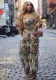 Women Sexy lace-up bra top and tassel trousers jacquard two-piece set