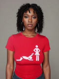 Women's Summer High Street Casual Print Round Neck Short-Sleeved Slim T-Shirt Top