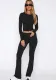 Women long sleeve round neck top and bell bottom pant two-piece set