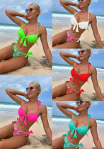 Women printed bikini Lace-Up Two Pieces swimsuit
