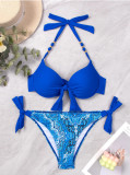 Women printed bikini Lace-Up Two Pieces swimsuit