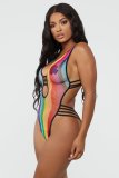 Women Sexy Hollow See-Through Mesh One-piece Swimsuit