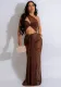 Fashionable Sexy See-Through Mesh Irregular Long Dress Including Underwear