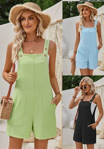 Summer Women's Sleeveless Straight Jacquard Solid Color Overalls Jumpsuit