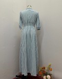 Summer Fashion Stripe Print Elegant Chic Shirt Dress