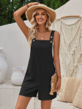 Summer Women's Sleeveless Straight Jacquard Solid Color Overalls Jumpsuit