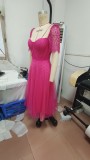 Sexy short-sleeved lace dress summer Low Back Slim Waist dress
