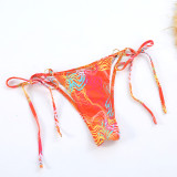 Women sexy printed backless lace-up Swimwear Two Pieces (without chain)