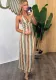 Women Contrast Lace V-Neck Strap Backless Beach Maxi Dress
