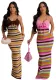 Women Sexy Backless Suspender Print Maxi Dress