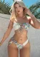 Women Floral Colorblock Tie Strapless Sexy Swimwear