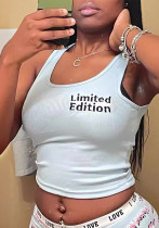 Women U-Neck Printed Sexy Crop Tank Top