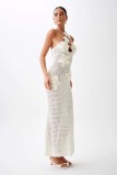 Spring Summer Strapless Beach Sexy Halter Tight Fitting Knitting Dress