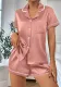 Summer Casual Pajamas Women Simulation Silk Soft Double Short Turndown Collar Shirt Shorts Set Girls Home Clothes