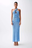 Spring Summer Strapless Beach Sexy Halter Tight Fitting Knitting Dress