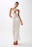 Spring Summer Strapless Beach Sexy Halter Tight Fitting Knitting Dress