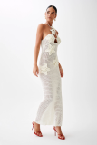Spring Summer Strapless Beach Sexy Halter Tight Fitting Knitting Dress