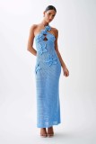 Spring Summer Strapless Beach Sexy Halter Tight Fitting Knitting Dress