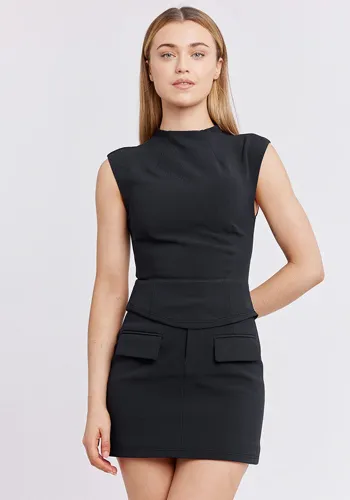 Summer Women's Fashion Style Chic Casual Solid Color Slim Sleeveless Top Skirt Suit