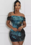 Women's Printed Off Shoulder Fashion Sexy Bodycon Dress