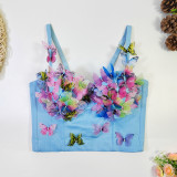 Women Beach Holidays Fishbone Strapless Tank Sexy Strap Butterfly Top
