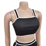 Women Solid Strapless Top Shorts Two-Piece Set