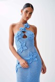 Spring Summer Strapless Beach Sexy Halter Tight Fitting Knitting Dress