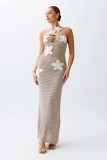 Spring Summer Strapless Beach Sexy Halter Tight Fitting Knitting Dress