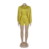 Sexy Solid Color Bat Sleeves Loose Shirt Shorts Two Piece Set