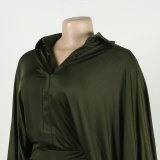 Sexy Solid Color Bat Sleeves Loose Shirt Shorts Two Piece Set