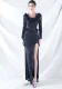 Women ostrich feather long-sleeved sequined evening dress