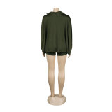 Sexy Solid Color Bat Sleeves Loose Shirt Shorts Two Piece Set