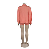 Sexy Solid Color Bat Sleeves Loose Shirt Shorts Two Piece Set