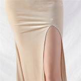 Off Shoulder Sequin Slit Plus Size Formal Party Evening Dress