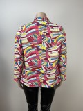 Plus Size Coat Fashion Casual Printed Loose Jacket