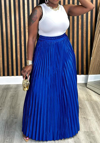 Loose Casual Plus Size Pleated Long Skirt