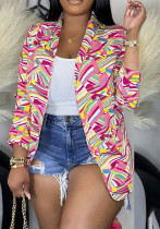 Plus Size Coat Fashion Casual Printed Loose Jacket
