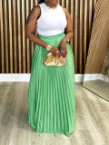 Loose Casual Plus Size Pleated Long Skirt
