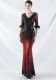 Elegant V-Neck Short sleeve Gradient Sequins Long Sleeve Evening Dress