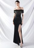 Off Shoulder Sequin Slit Plus Size Formal Party Evening Dress
