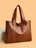 Pu Leather Trendy Hand-Held Tote Bag Large Capacity Shoulder Bag