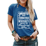 Women letter print round neck loose short sleeve T-shirt