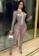 Women Sexy Mesh Print Jumpsuit