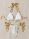 Women Shell Pendant Sexy Adjustable Lace-up Bikini Backless Swimwear